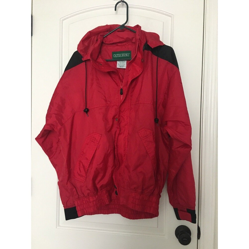 Outer Banks Men's Crew Jacket Coat Zip Up Sailing Boat Size M Red Black